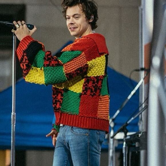 Harry Styles Inspired Colorblock Cardigan Sweater Size Medium - Picture 3 of 5